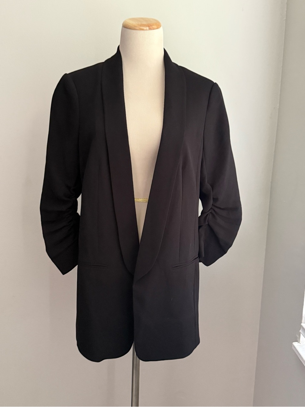 NWT H&M Gathered-Sleeve Open Front Blazer Size 10